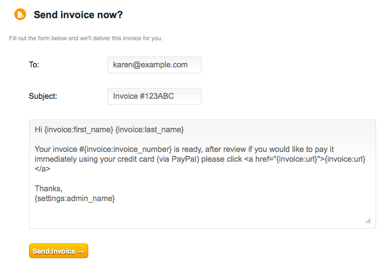 send invoice to customer email sample